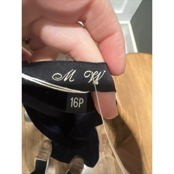 M W By Barbara Perlin Navy Velvet Young Ladies Dress, Size 16p - Picture 6 of 6